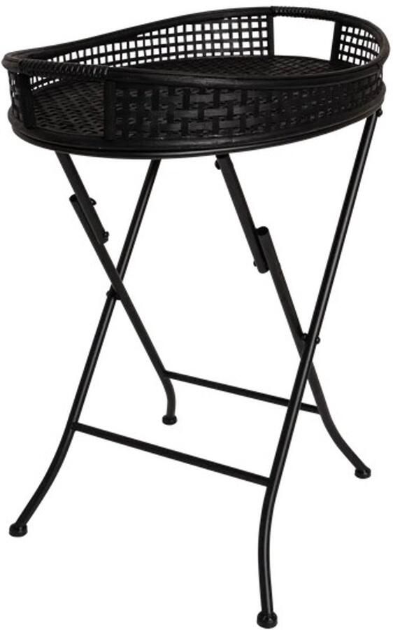 In And Outdoormatch Bijzettafel Zwart 55x38x62 cm Bamboe Stalen frame