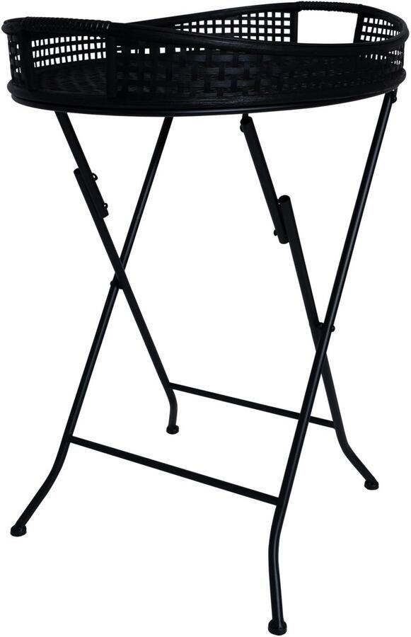 In And Outdoormatch Bijzettafel Zwart 62x43x69 5 cm Bamboe Stalen frame