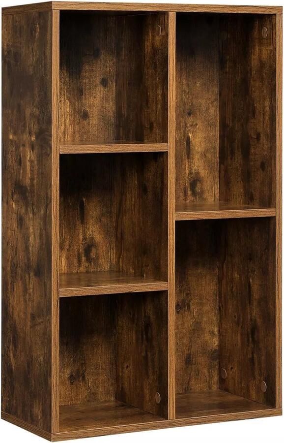 In And Outdoormatch Boekenkast Enrique Boekenplank Industrieel 5 vakken Bruin Woonkamer slaapkamer en kinderkamer Hout MDF