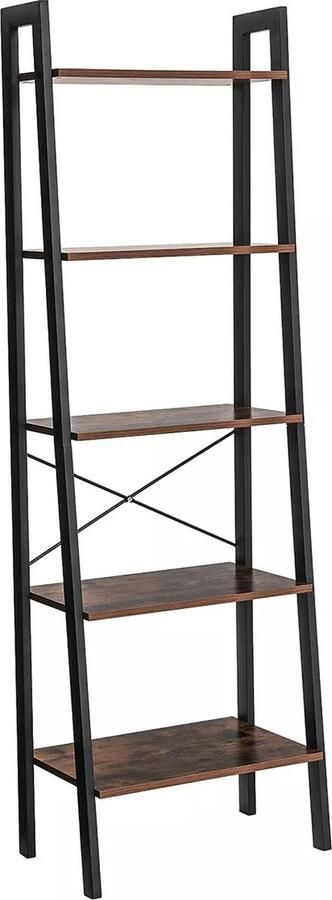 In And Outdoormatch Boekenkast industrieel Bria 5 lagen Bruin Boekenplank Woonkamer slaapkamer en kinderkamer Hout MDF 56x34x172cm