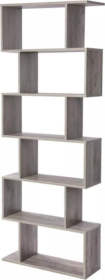 In And Outdoormatch Boekenkast Nathaniel Wandrek Staande Display Decoratief 6 Tier Greige