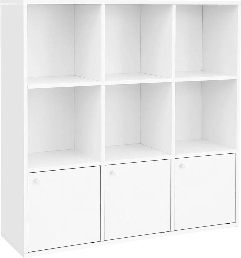 In And Outdoormatch Boekenkast Sage 6 vakken Boekenkast met deuren Woonkamer slaapkamer en kinderkamer Hout MDF 97x29x97cm