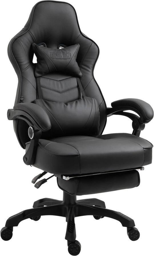 In And Outdoormatch Bureaustoel Morty Zwart Kunstleer Hoogwaardige bekleding Comfortabel gevoerd Luxe uitstraling