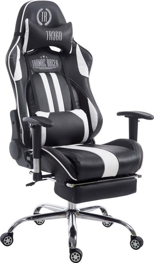 In And Outdoormatch Racing Bureaustoel Nela Kunstleer Voetensteun Hoogwaardige bekleding Comfortabel gevoerd Luxe uitstraling