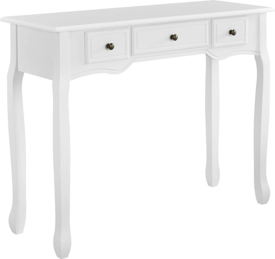 In And Outdoormatch Consoletafel Nona Bijzettafel Met 3 Laden 100x35x78 cm Wit Modern Design