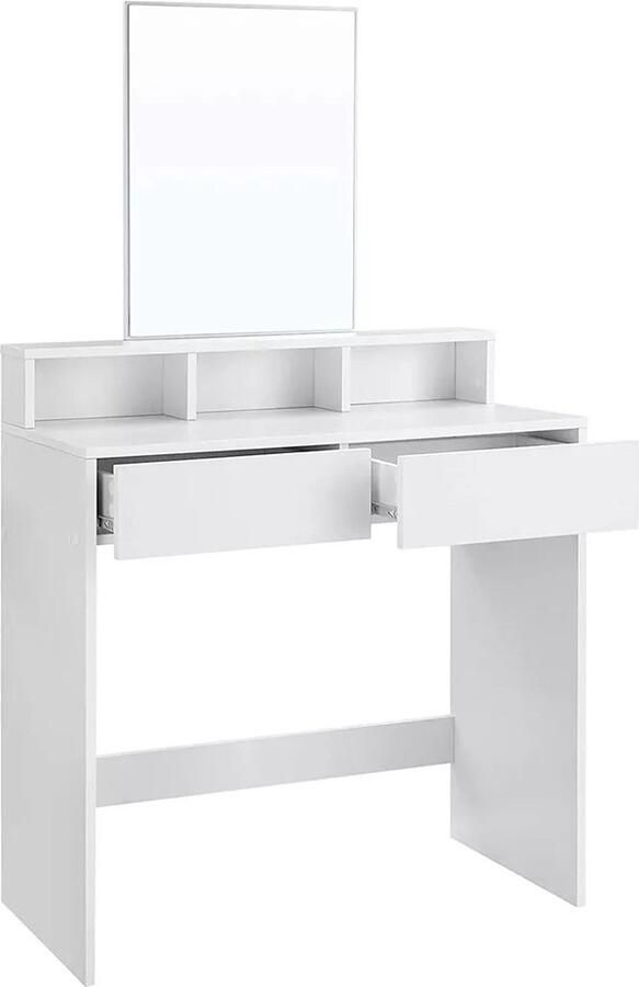 In And Outdoormatch Deluxe Make Up Table Laverna kaptafel met spiegel kaptafel wit 80x40x140cm
