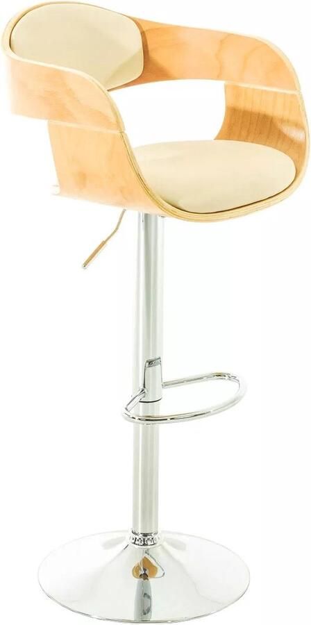 In And Outdoormatch Designer barkruk Ted Creme kunstleer in combinatie met houten zitting in hoogte verstelbaar zithoogte 63 tot 77 cm deluxe