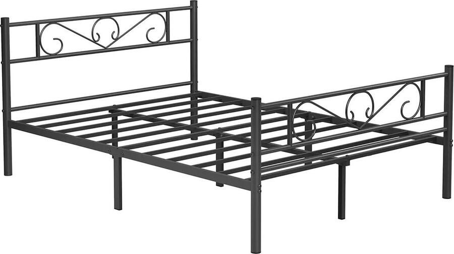 In And Outdoormatch Dubbel bedframe Easter bedframe metalen bedframe past op matras van 140x190cm logeerbed voor volwassenen kinderen eenvoudige montage voor kleine ruimtes zwart