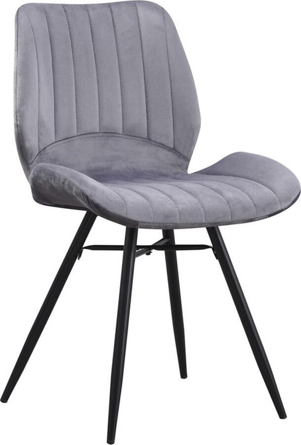 In And Outdoormatch Eetkamerstoel Dita Fluweel Set van 1 Zonder armleuning Antraciet Zithoogte 46cm