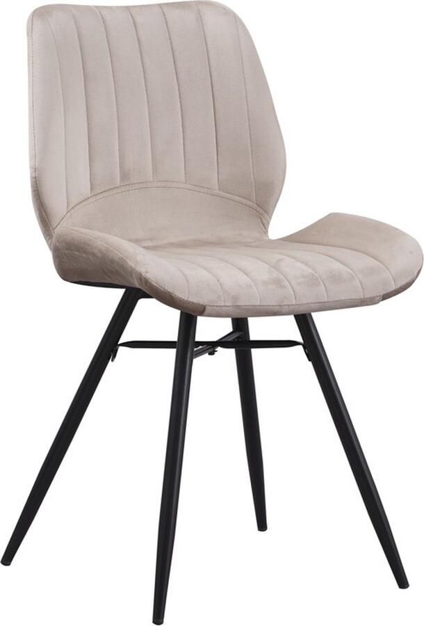 In And Outdoormatch Eetkamerstoel Dita Fluweel Set van 1 Zonder armleuning Beige Zithoogte 46cm