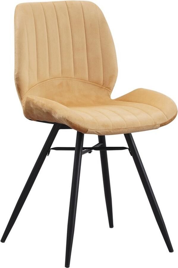 In And Outdoormatch Eetkamerstoel Dita Fluweel Set van 1 Zonder armleuning Geel Zithoogte 46cm