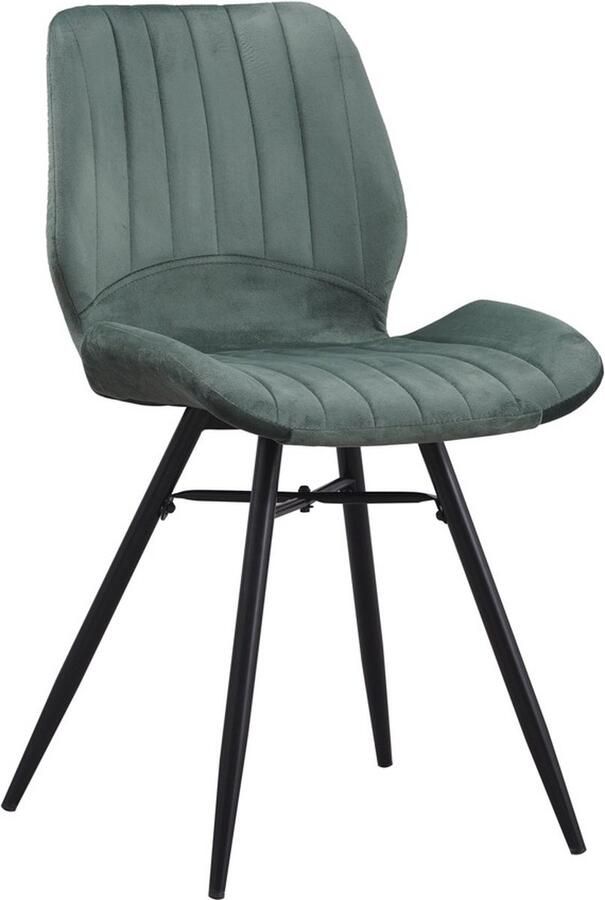In And Outdoormatch Eetkamerstoel Dita Fluweel Set van 1 Zonder armleuning Groen Zithoogte 46cm
