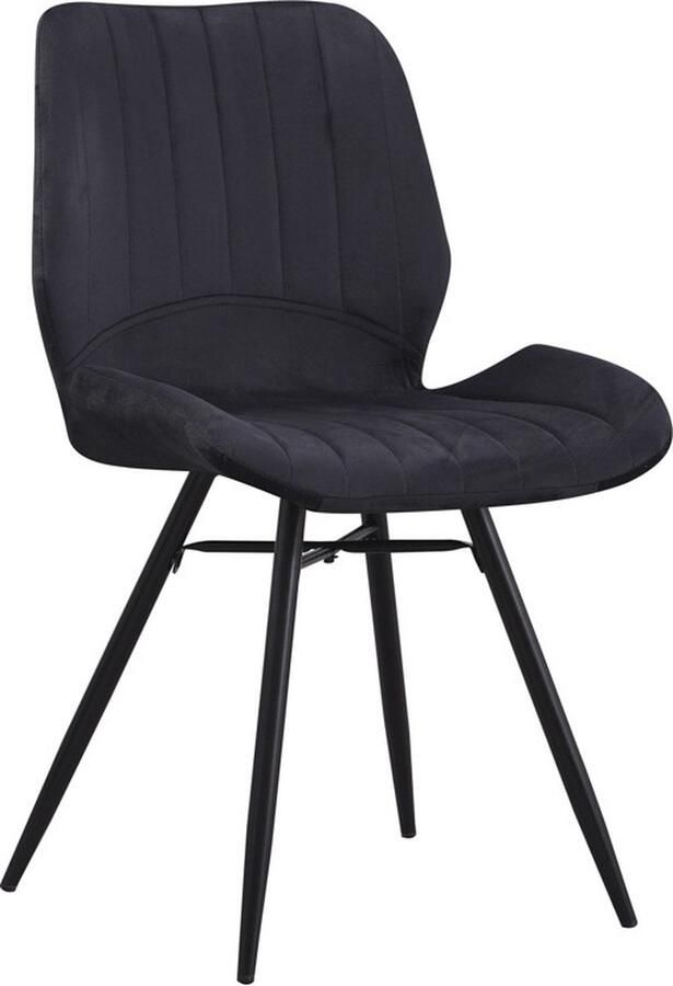 In And Outdoormatch Eetkamerstoel Dita Fluweel Set van 1 Zonder armleuning Zwart Zithoogte 46cm