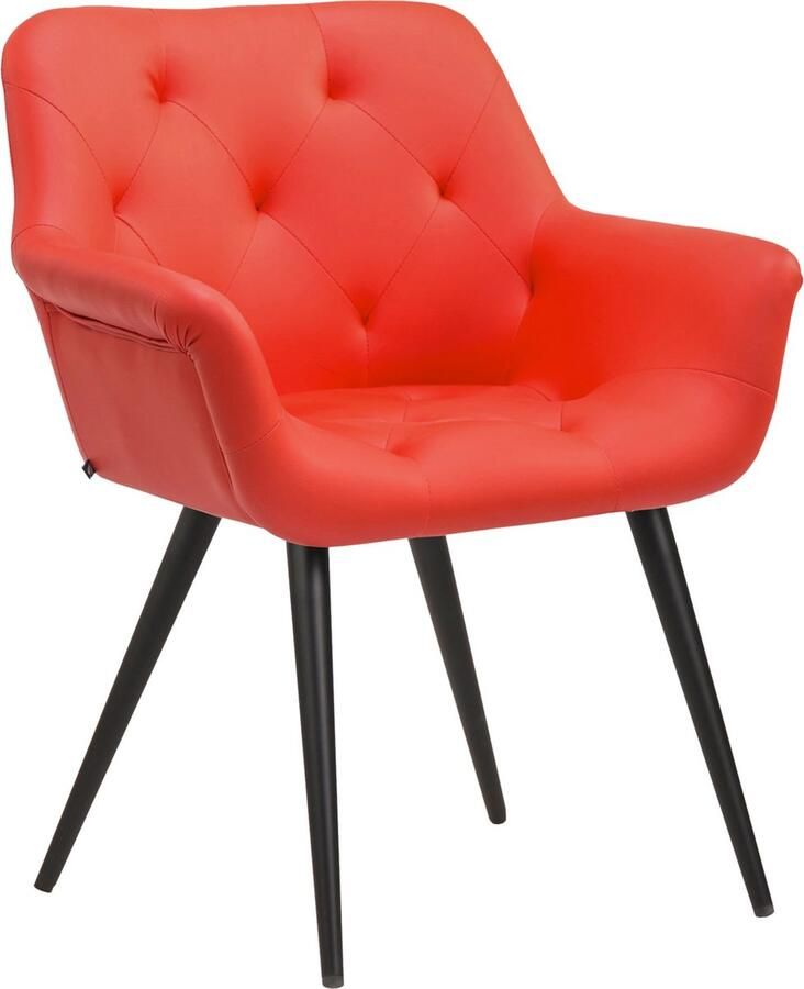 In And Outdoormatch Eetkamerstoel Iona Rood Eetkamerstoel Kunstleer Hoogwaardige bekleding Decoratieve stoel Stijlvolle eetkamerstoel Stijlvolle uitstraling