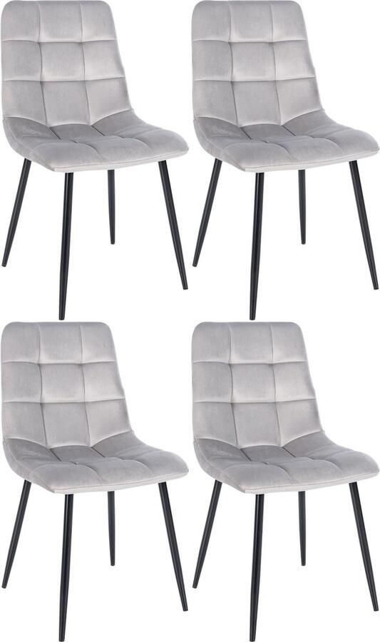 In And Outdoormatch Eetkamerstoel Jude Grijs Set van 4 Eetkamerstoel Fluweel Hoogwaardige bekleding Decoratieve stoel Stijlvolle eetkamerstoel