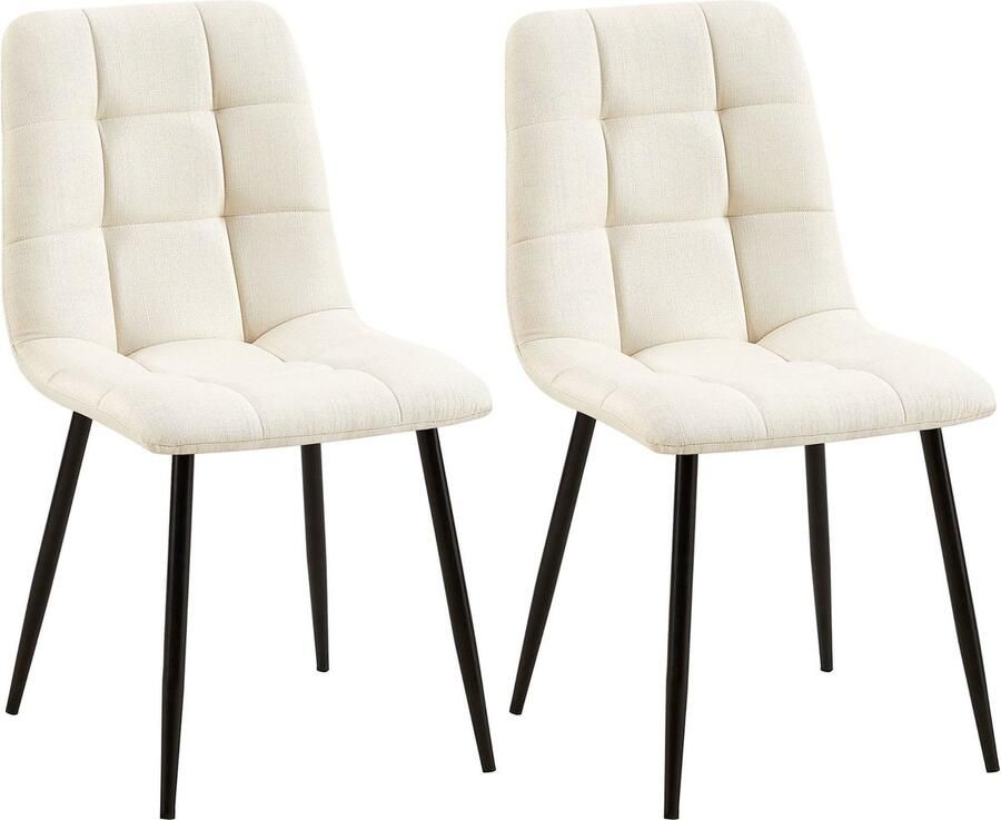 In And Outdoormatch Eetkamerstoel Luther Wit Set van 2 Eetkamerstoel Stof Hoge kwaliteit bekleding Decoratieve stoel Stijlvolle eetkamerstoel