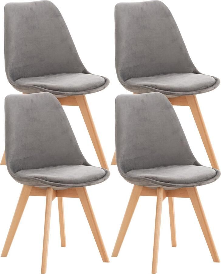 In And Outdoormatch Eetkamerstoel Marga Grijs Set van 4 Eetkamerstoel Fluweel Hoge kwaliteit bekleding Stijlvolle stoel Decoratieve eetkamerstoel