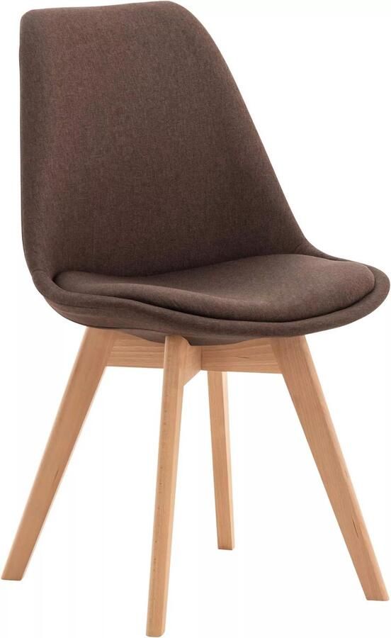 In And Outdoormatch Eetkamerstoel Presley Comfortabele Stoel Gestoffeerde Zitting Modern Design Houten Poten Bruin