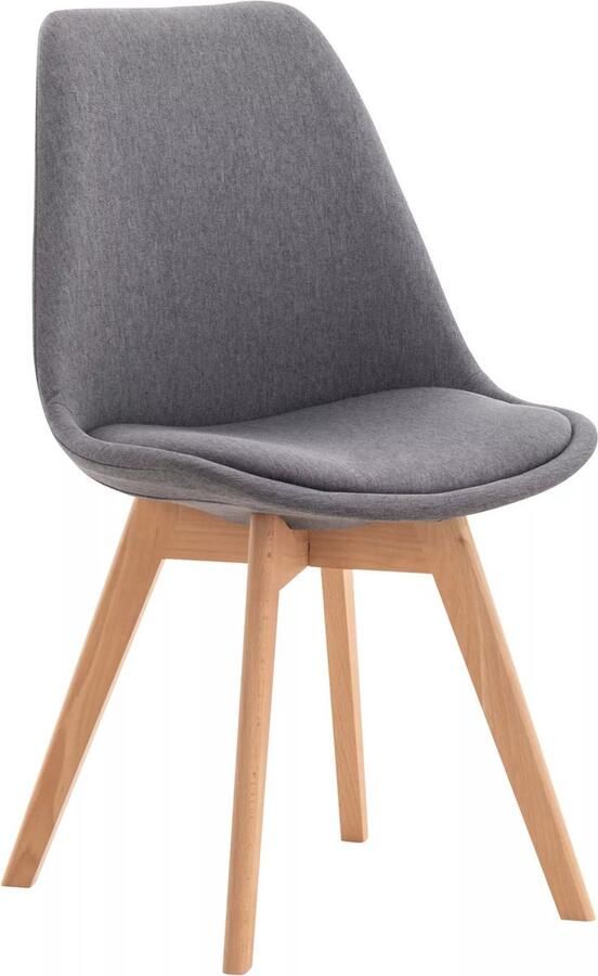 In And Outdoormatch Eetkamerstoel Selina Comfortabele Stoel Gestoffeerde Zitting Modern Design Houten Poten Grijs