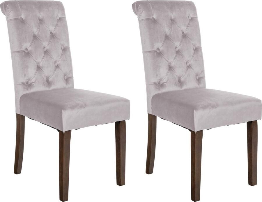 In And Outdoormatch Eetkamerstoel Selina Grijs Stof Hoge kwaliteit bekleding Fluwelen Eetkamerstoel Vintage Look