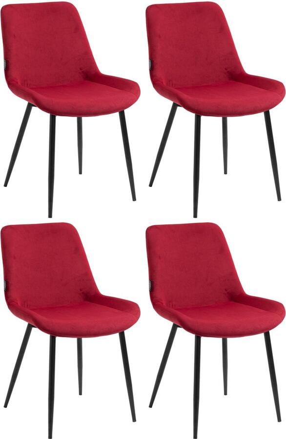 In And Outdoormatch Eetkamerstoelen Gaby Rood Set van 4 Fluweel Hoge kwaliteit bekleding Stijlvolle eetkamerstoelen Luxe uitstraling