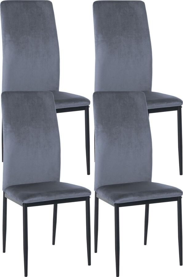 In And Outdoormatch Eetkamerstoelen Romey Set van 4 Fluweel Hoogwaardige bekleding Luxe eetkamerstoelen Moderne look