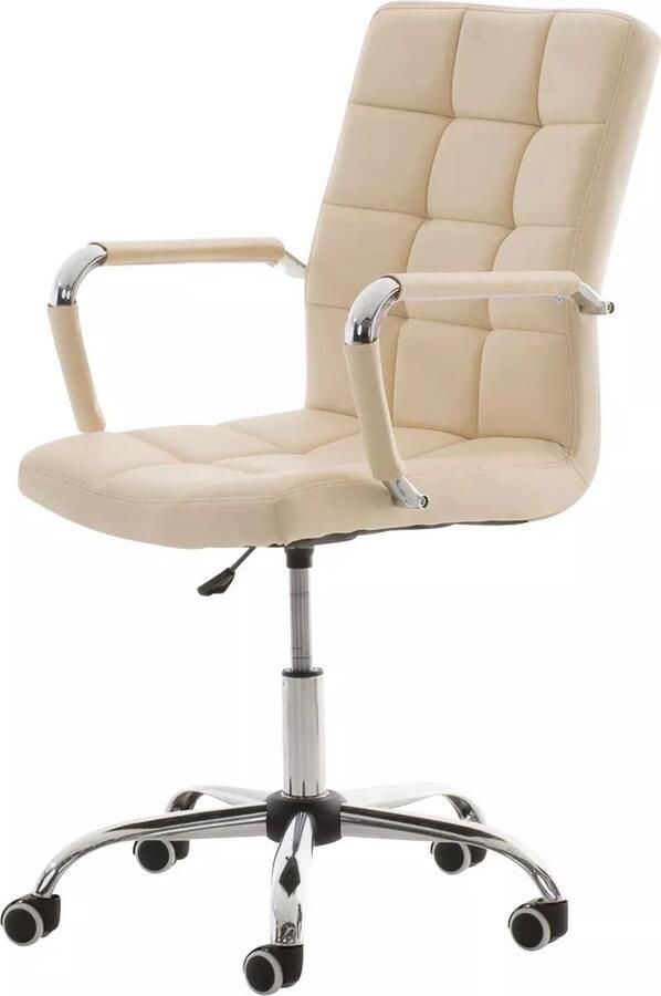 In And Outdoormatch Ergonomische Bureaustoel Kurtis Creme Op wieltjes Kunstleer Voor volwassenen In hoogte verstelbaar 45-54cm