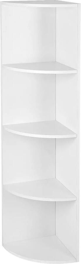 In And Outdoormatch Hoekkast Frederic Hoekmeubel Boekenkast en decoratie 4 planken Wit 30x30x130cm