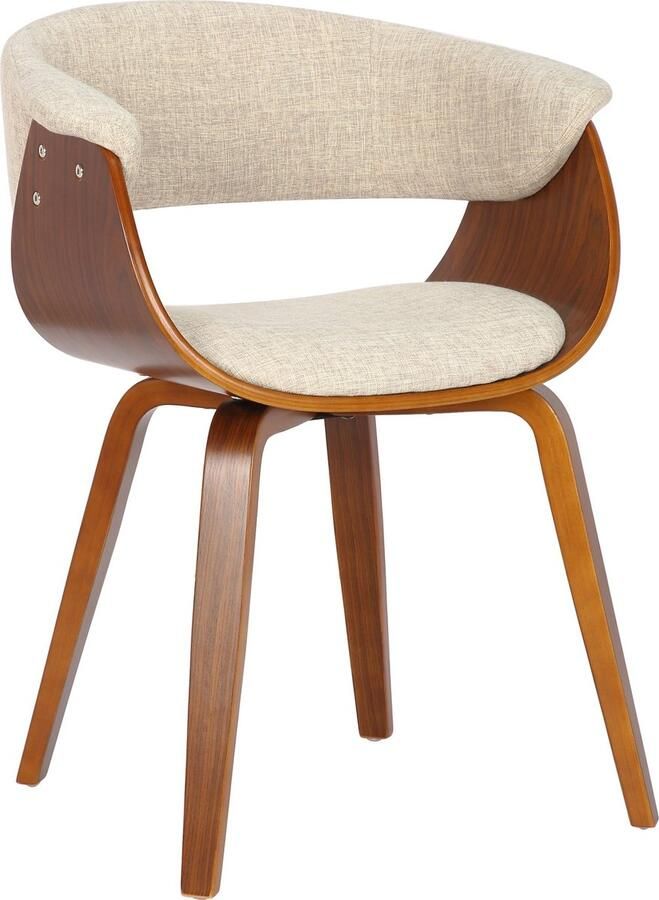 In And Outdoormatch In En OutdoorMatch Stoel Maria Walnootkleurig en Crème Gebogen hout Stof Hoogwaardige bekleding Stijlvolle stoel Eigentijdse uitstraling