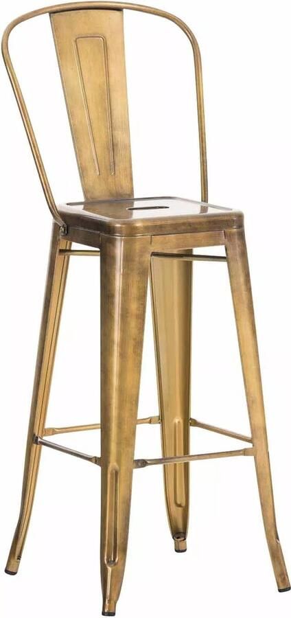 In And Outdoormatch In En OutdoorMatch Industriële Barkruk Humberto Goud Rustiek Design Set van 1 Frame met 4 Poten Voor Keuken en Bar Metalen Zitting