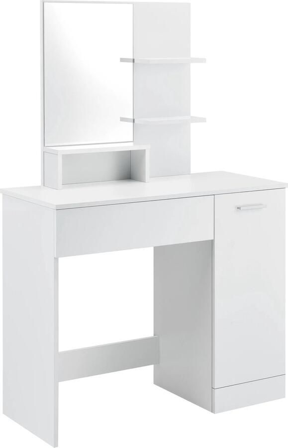 In And Outdoormatch Kaptafel Else Met spiegel 137 5x90x38 cm Wit Spaanplaat Stijlvol design