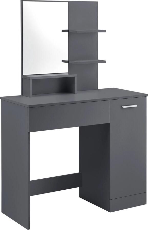 In And Outdoormatch Kaptafel Rahul Met spiegel 137 5x90x38 cm Donkergrijs Spaanplaat Stijlvol design