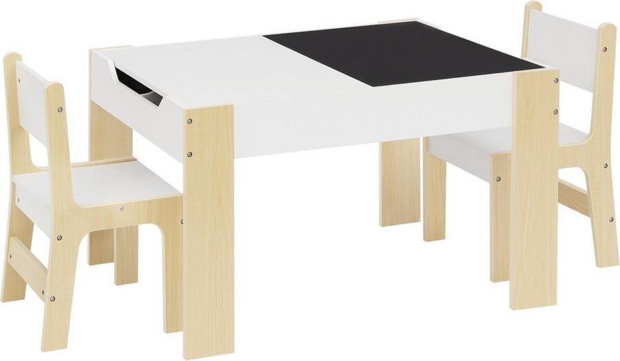 In And Outdoormatch Kindertafel & stoeltjes MDF & hout wit licht eik ruimtebesparend en modern ideaal voor kinderkamers