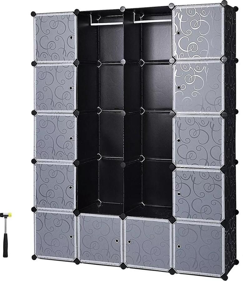 In And Outdoormatch Kledingkast Weston Kledingkast Opvouwbaar kunststof Garderobe-organizer Slaapkamer Kledingrek 143x178x36cm