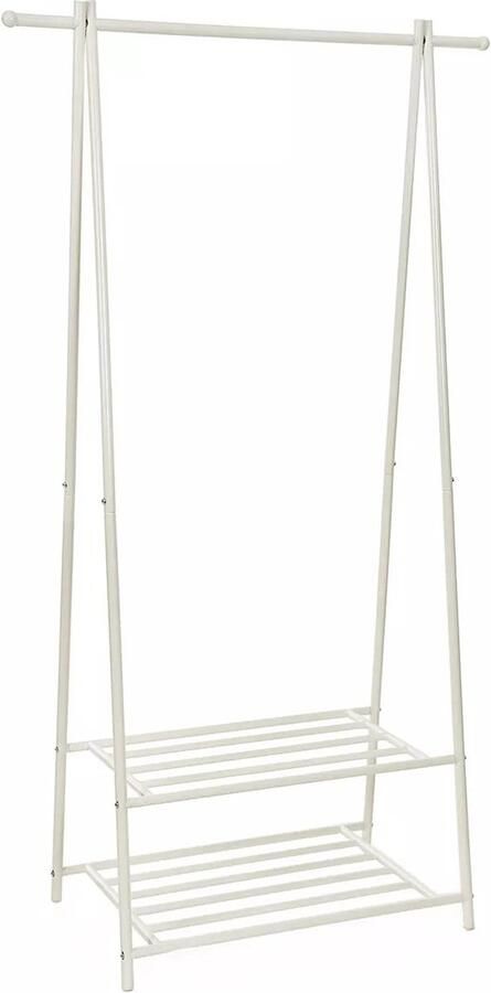 In And Outdoormatch Kledingrek Emma 41x87x155cm Metaal Kledingkast organizer Wit Slaapkamer