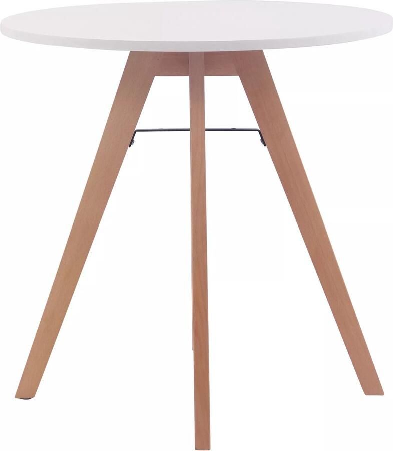 In And Outdoormatch Kleine keukentafel Eugene Eettafel keuken Rond Eetkamertafel 75x75cm 2 tot 4 personen Wit