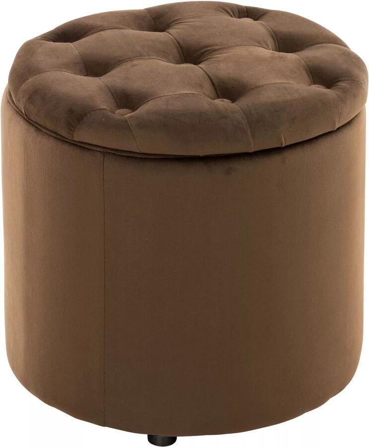 In And Outdoormatch Kruk Shyann fluweel voetenbank ronde voetenbank kruk 44x44x42cm