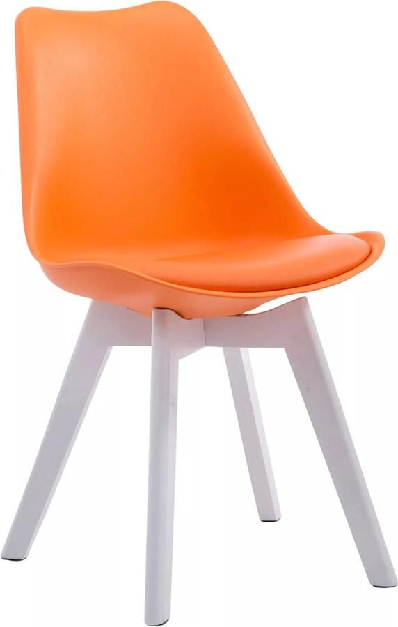 In And Outdoormatch Leren vergaderstoel Nels Oranje Zonder armleuning Bezoekersstoel Kantinestoel Wachtkamerstoel Eetkamerstoel 47cm