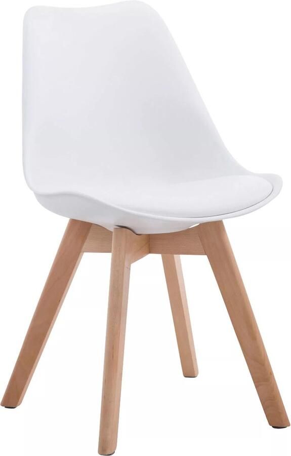 In And Outdoormatch Leren vergaderstoel Nigel Wit hout Zonder armleuning Bezoekersstoel Kantinestoel Wachtkamerstoel Eetkamerstoel 47cm