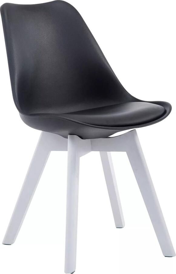 In And Outdoormatch Leren vergaderstoel Teresa Zwart Zonder armleuning Bezoekersstoel Kantinestoel Wachtkamerstoel Eetkamerstoel 47cm