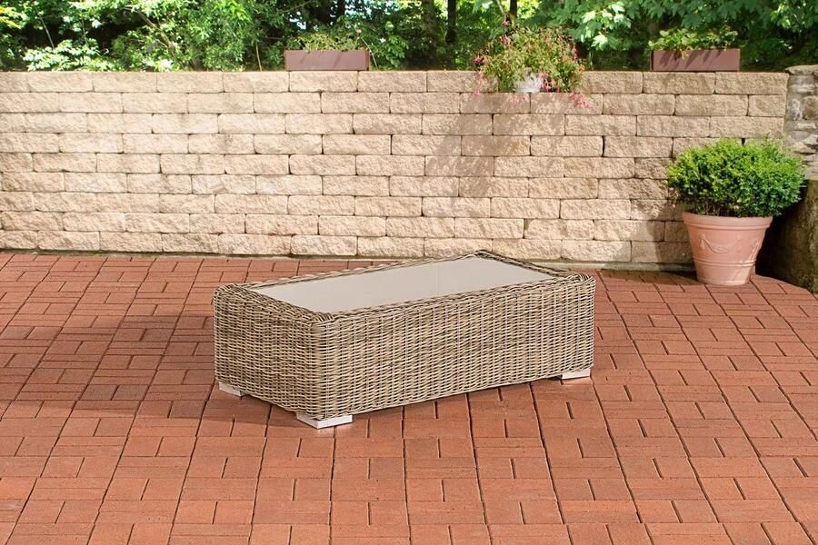 In And Outdoormatch Loungetafel Jeanette Tuintafel rotan wicker Eettafel Buitentafel Tuinmeubelen Salontafel 110cm