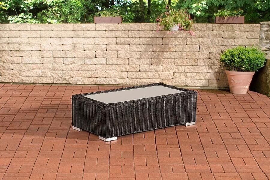In And Outdoormatch Loungetafel Lolita Tuintafel rotan wicker Eettafel Buitentafel Tuinmeubelen Salontafel Zwart 110cm