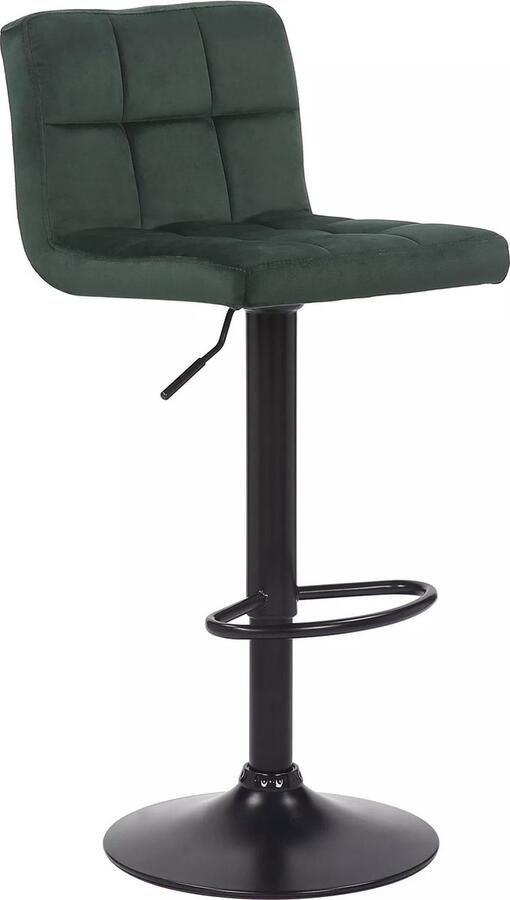 In And Outdoormatch Luxe Barkruk Clarabelle Groen Zwart Fluweel Modern Design Rugleuning Voetensteun Voor Keuken en Bar Gestoffeerde Zitting