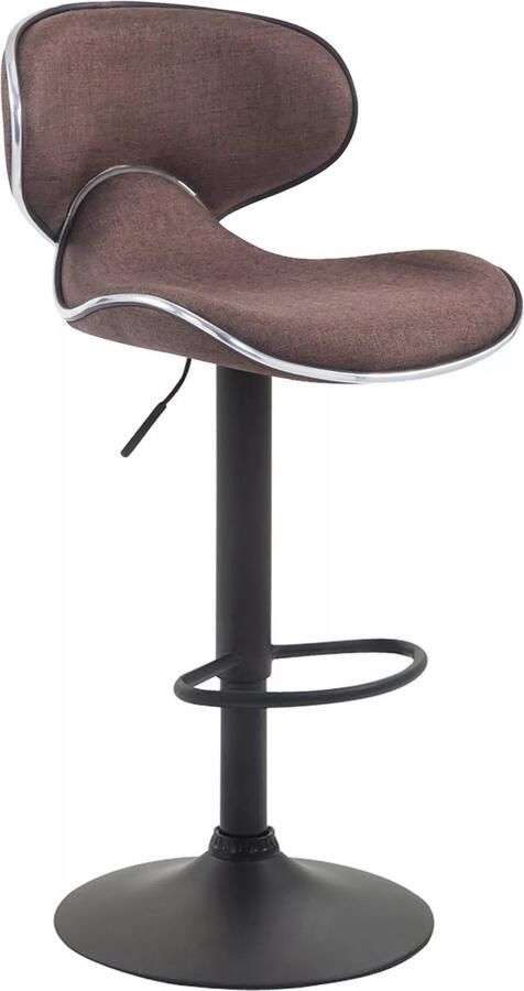 In And Outdoormatch Luxe Barkruk Janelle Bruin Zwart Modern Design Rugleuning Voetensteun Voor Keuken en Bar Gestoffeerde Zitting