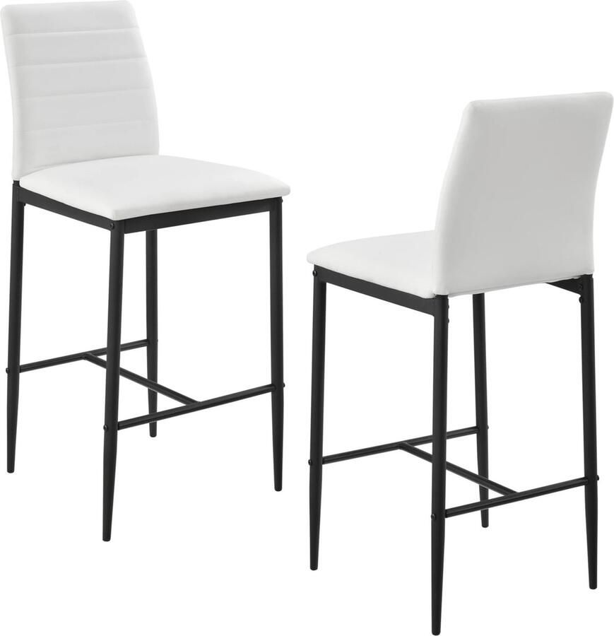 In And Outdoormatch Luxe Barkruk Jude Set van 1 Barkrukken met rugleuning Kunstleer 96x43x47cm Wit