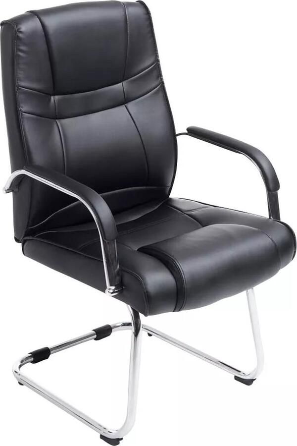 In And Outdoormatch Luxe bezoekersstoel Orion Zwart kunstleer stoel vergadertafel kunstleer Zithoogte: 44 cm