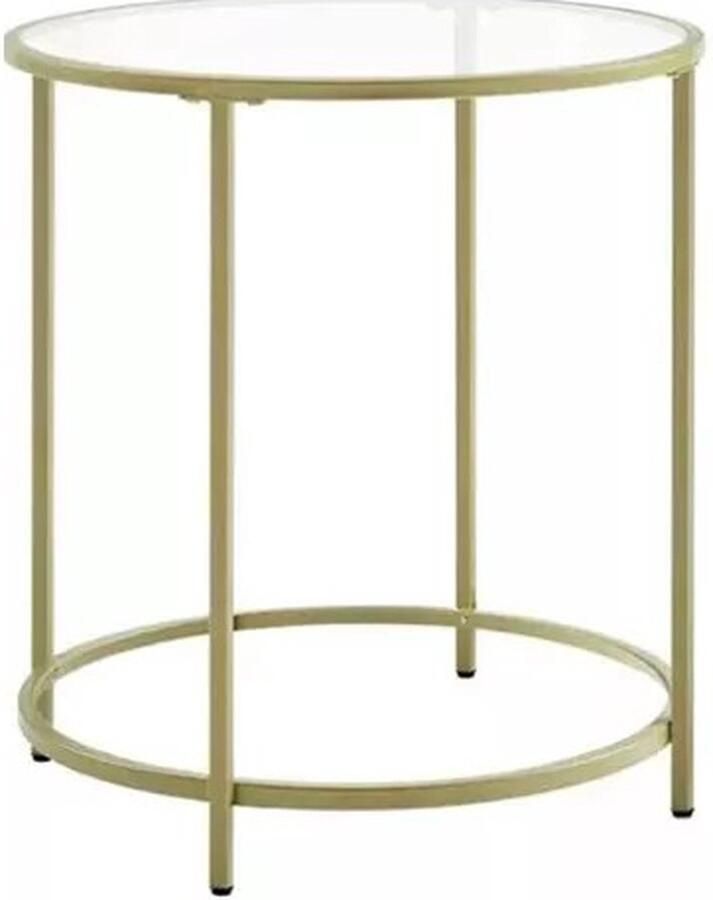 In And Outdoormatch Luxe bijzettafel Yvonne Ronde salontafel Laptoptafel Industriële tafel Plantentafel Metaal met hout