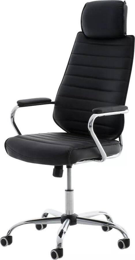 In And Outdoormatch Luxe bureaustoel Durward Zwart Op wieltjes Kunstleer Ergonomische office chair In hoogte verstelbaar Voor volwassenen