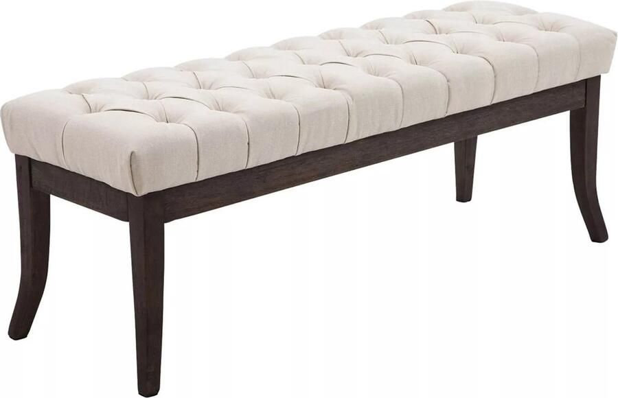 In And Outdoormatch Luxe Chesterfield stijl Halbank Garfield Stof Wit 120 cm Bank Gangbank Eetbank