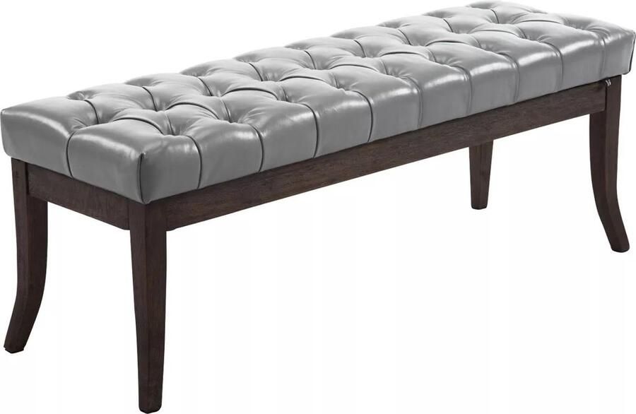 In And Outdoormatch Luxe Chesterfield stijl Halbank Greyson Kunstleer Grijs 120 cm Bank Gangbank Eetbank